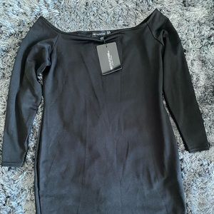 PrettyLittleThing Black off the shoulder Midi